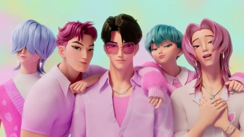 boy band Saja Boys do filme as Guerreiras do Kpop
